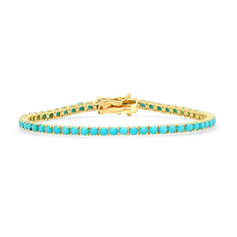 Tennis 18K Gold Plate PVD 3MM size Turquoise stone 18cm Bracelet